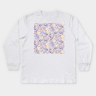 Ditzy Floral in Very Peri , pink and yellow Kids Long Sleeve T-Shirt